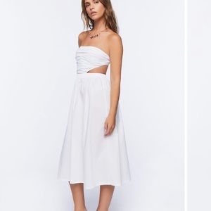 Poplin Cutout Fit & Flare Midi Dress